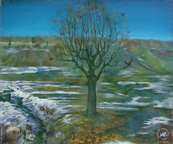 Лолаев Арнольд Георгиевич. Грачи налетели. Холст, масло. 1997. Авторское собрание.