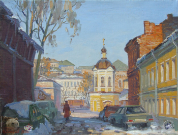 Машины под снегом. Крапивенский переулок.