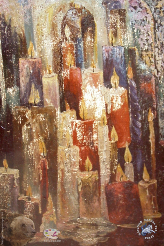 Полякова Елена Владимировна. Свечи. Холст, масло. 80х60. 1993. Частное собрание.