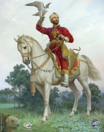 Ефошкин Сергей Николаевич. Государев человек. Сокольничий. XVII век. Холст, масло. 100х80. 2013. Авторское собрание.