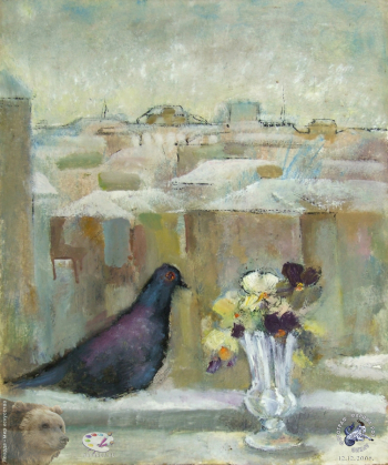 Ленникова Ирина Александровна. Первый снег. Картон, масло. Авторское собрание.