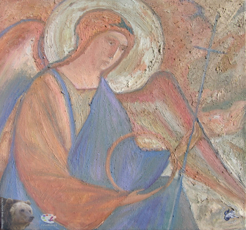 Пётр Григорьев. Ангел в красном свете. Холст, масло. 45х45. 2002. Частное собрание.