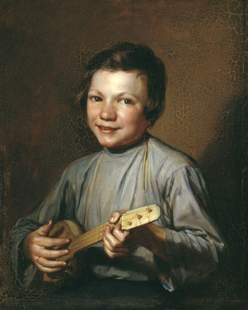 Заболотский Пётр Ефимович. Мальчик с балалайкой. Картон, масло. 37х30. 1835. Государственный Русский музей.