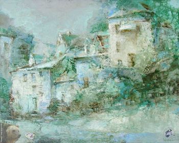 Ольга Медведева. Вечерний пейзаж. Холст, масло. 50х60. 1997. Частное собрание.