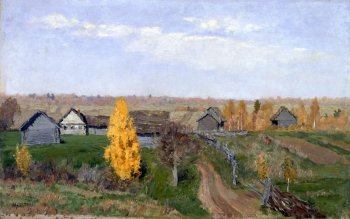 Левитан Исаак Ильич. Золотая осень. Слободка. Холст, масло. 43х69. 1889. Государственный Русский музей.