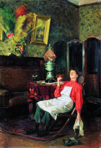 Маковский Владимир Егорович. Без хозяина. Холст, масло. 51,2х35,5. 1880-е - 1890-е. Ярославский художественный музей.