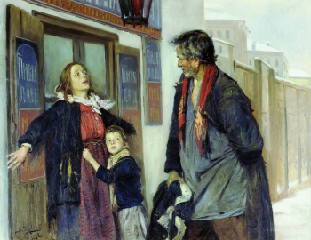 Маковский Владимир Егорович. Не пущу! Холст, масло. 1892. Киевский национальный музей русского искусства.