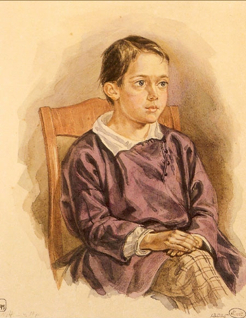 Маковский Егор Иванович. Портрет Николая Маковского. Бумага, акварель. 20,4х16,2. Конец 1840-х. Государственный Русский музей.