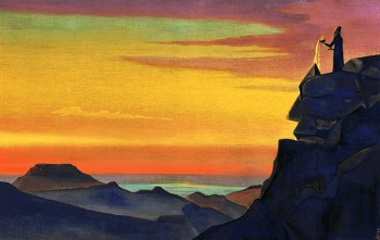 Рерих Николай Константинович. Заратустра. Холст, темпера. 76х117. 1931. Государственный музей искусства народов Востока.