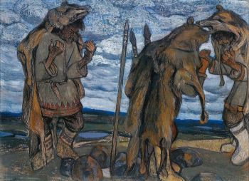 Рерих Николай Константинович. Колдуны. Бумага на картоне, пастель, гуашь. 52,6х70. 1905. Киевская картинная галерея.