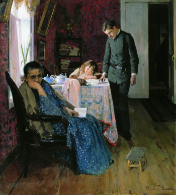 Корин Алексей Михайлович. Опять провалился. Холст, масло. 58х52. 1891. Калужский музей изобразительных искусств.