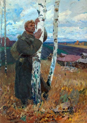 Фельдман Владимир Петрович. Родина (авторская вариация картины). Холст, масло. 182х124. 1950-е. Частная коллекция.