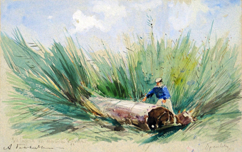 Боголюбов Алексей Петрович. Браилов. Труба монитора.. Бумага, акварель, карандаш. 18х28. 1877. Саратовский государственный художественный музей имени А.Н.Радищева.