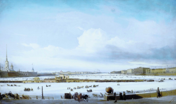 Боголюбов Алексей Петрович. Катание на Неве. Холст, масло. 132х221. 1854. Государственная Третьяковская галерея.