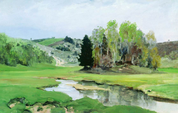 Поленов Василий Дмитриевич. Речка Свинка близ Алексина. Холст, масло. 29х45. 1900. Поленово - государственный мемориальный историко-художественный и природный музей-заповедник художника Василия Поленова в Заокском районе Тульской области.