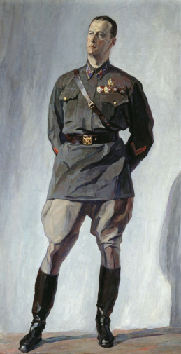 Корин Павел Дмитриевич. Портрет лётчика М.М.Громова. Холст, масло. 216х110. 1930-е. Самарский областной художественный музей.