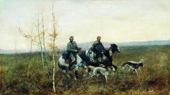 Рубо Франц Алексеевич. Охотники. Холст, масло. 31х55. 1881. Николаевский художественный музей имени В.В.Верещагина.