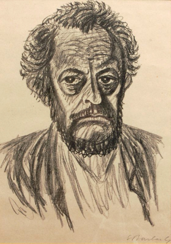 Эрнст Барлах. Автопортрет. Бумага, литография. 49,2х35,7. 1928. Государственный музей изобразительных искусств имени А.С.Пушкина.