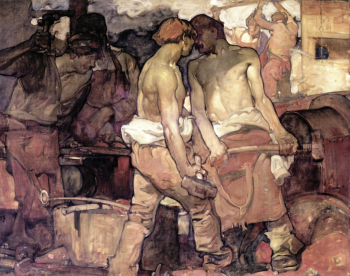 Фрэнк Брэнгвин. Кузнецы. Холст, масло. 165,1x205,7. 1904-1905. Музеи и художественные галереи Лидса.