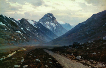 Крыжицкий Константин Яковлевич. Дорога в горах. Холст, масло. 67х105. 1897. Государственный Русский музей.