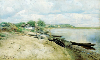 Крыжицкий Константин Яковлевич. Хутор на Днепре. Холст, масло. 37х60. 1885. Челябинский государственный музей изобразительных искусств.