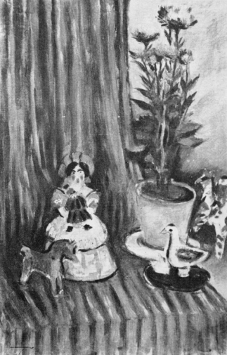 Щукин Юрий Прокопьевич. Натюрморт с астрами и игрушками. Холст, масло. 106х70. 1933. Местонахождение картины неизвестно.