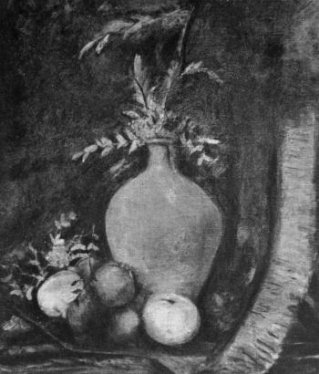 Щукин Юрий Прокопьевич. Натюрморт с рябиной и яблоками. Холст, масло. 80х100. 1934. Местонахождение картины неизвестно.
