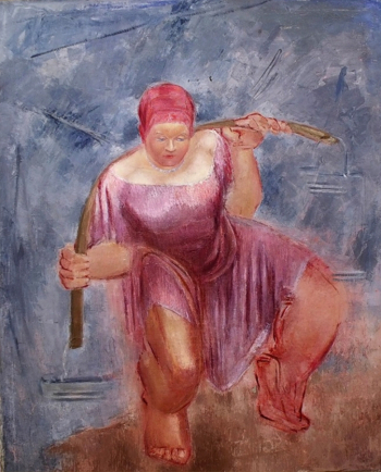 Пакулин Вячеслав Владимирович. Женщина с вёдрами. Холст, масло. 187х151,5. 1928. Государственный Русский музей.