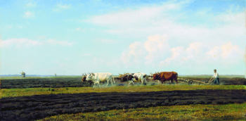 Клодт Михаил Константинович. Осенняя пахота в Малороссии. Холст, масло. 1876. Нижегородский государственный художественный музей.