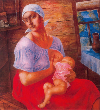 Петров-Водкин Кузьма Сергеевич. Мать. Холст, масло. 107х98,5. 1915. Государственный Русский музей.