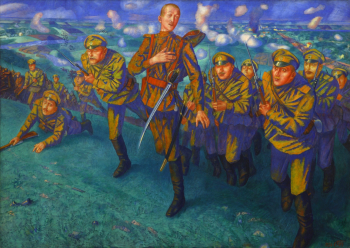 Петров-Водкин Кузьма Сергеевич. На линии огня. Холст, масло. 196х275. 1916. Государственный Русский музей.