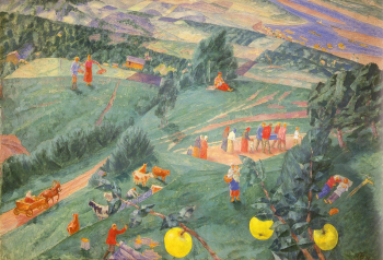 Петров-Водкин Кузьма Сергеевич. Полдень. Холст, масло. 89х128,5. 1917. Государственный Русский музей.