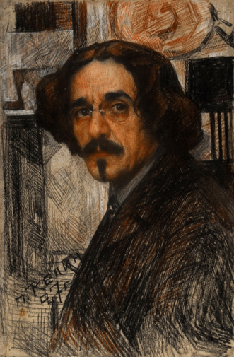 Келин Пётр Иванович. Автопортрет. Бумага, уголь, сангина. 55х36. 1927. Рязанский государственный областной художественный музей имени И.П.Пожалостина.