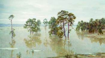 Грицай Алексей Михайлович. Весна. Большая вода на Оке. Холст, масло. 100х205. 1970. Государственная Третьяковская галерея.
