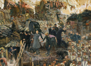 Кардовский Дмитрий Николаевич. Оборона Севастополя. Бумага на картоне, акварель. 68х82. 1910. Переславль-Залесский государственный историко-архитектурный и художественный музей-заповедник.