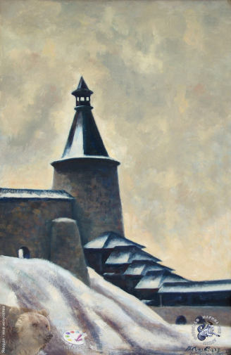 Оссовский Пётр Павлович. Башня Кутекрома. Картон, масло. 122х80. 2003. Собрание семьи художника.