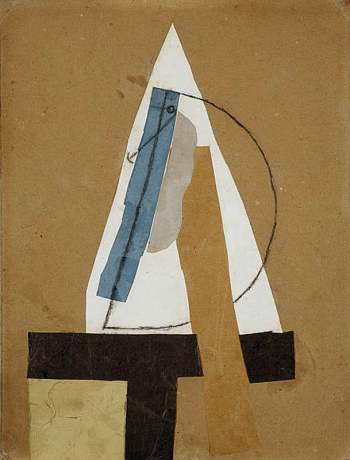 Пабло Пикассо. Голова. Коллаж. Картон, гуашь, уголь. 43,5х33. 1913-1914. Шотландский национальный музей современного искусства.