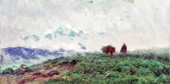 Кандауров Антон Иванович. Кавказ (Горный пейзаж). Холст, масло. 61х123. 1890. Государственный музей изобразительных искусств Республики Татарстан.