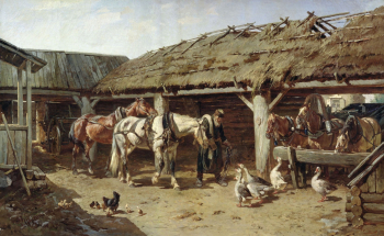 Френц Рудольф Фердинандович (Фёдорович). На постоялом дворе. Холст, масло. 87х141. 1800-е. Краснодарский краевой художественный музей имени Ф.А.Коваленко.