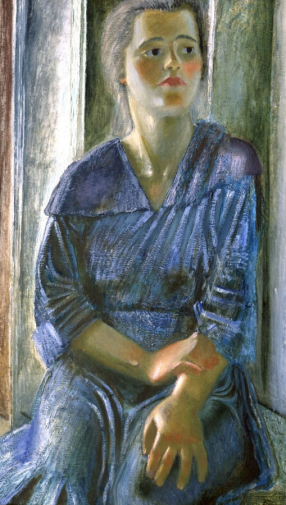 Пахомов Алексей Фёдорович. Портрет в голубом. Холст, масло. 133х77. 1927. Государственный Русский музей.