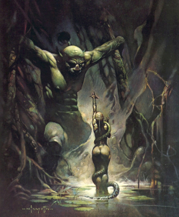 Фрэнк Фразетта. Болотный демон. Холст, масло. 1970. Частное собрание.