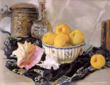 Лансере Евгений Евгеньевич. Раковина и яблоки. Холст, масло. 51х65. 1917. Нижнетагильский музей изобразительных искусств.