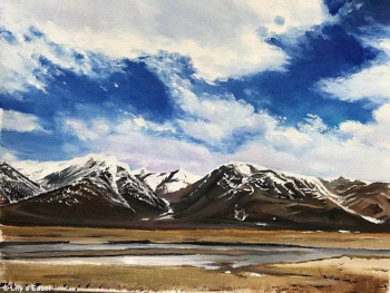 Чжан Цзюнли. Пейзаж, облака в небе. 2010-е. Частное собрание.