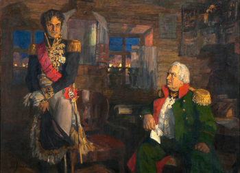 Ульянов Николай Павлович. Лористон в ставке Кутузова. Холст, масло. 163х224. 1944-1945. Государственная Третьяковская галерея.