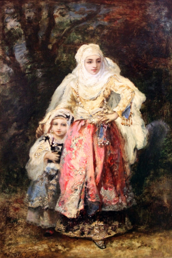 Нарсис Диаз. Мать и дочь. Холст, масло. 45,9х29,9. 1865. Старая национальная галерея (Берлин).