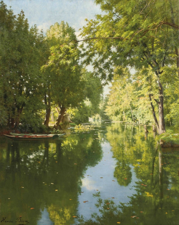 Анри Бива. Лодки на неподвижной воде. Холст, масло. 61х50. Частное собрание.