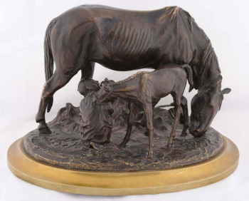 Лансере Евгений Александрович. Мальчик с лошадьми. Бронза. 1800-е. Частное собрание.