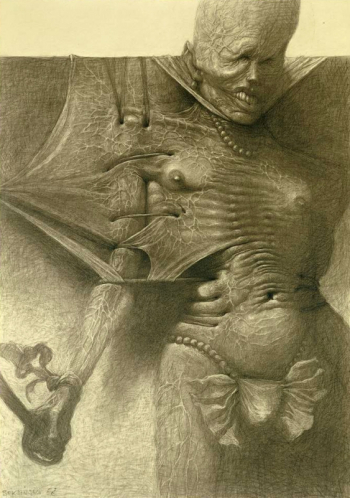 Здзислав Бексиньский (Бексински). Без названия. Бумага, карандаш. 70х100. 1968. Частное собрание.