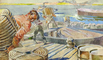 Ротов Константин Павлович. Город Градов. Иллюстрация. Ватман, гуашь. 19х32. 1932. Частное собрание.