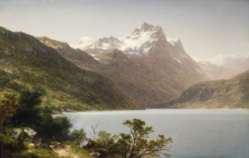 Джон Уильям Касильер. Альпийское озеро. Холст, масло. 1860. Музей искусств Хай.